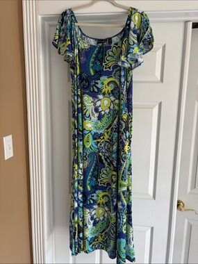Attitudes by Renee Blue and Green Paisley Maxi Dress new no tags